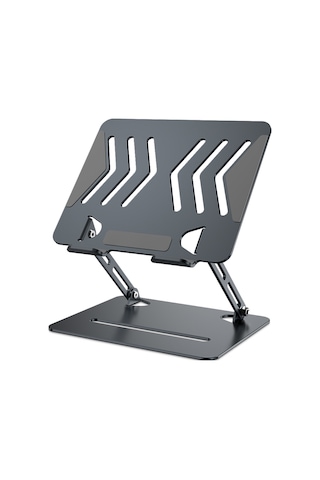 L307 Taşınabilir Dizüstü Bilgisayar Standı Yüksekliği Ayarlanabilir Soğutma Tasarımlı Metal Masaüstü Tutucu Gri