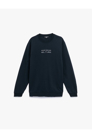 Koton Uzun Kollu Pamuklu Bisiklet Yaka Baskılı Sweatshirt Lacivert 6wam70038mk Lacivert