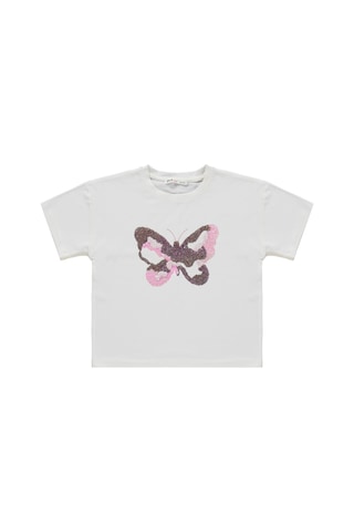 Civil Girls Kız Çocuk Kelebek Nakışlı 6-9 Yaş Takım - Ekru-soft Pembe