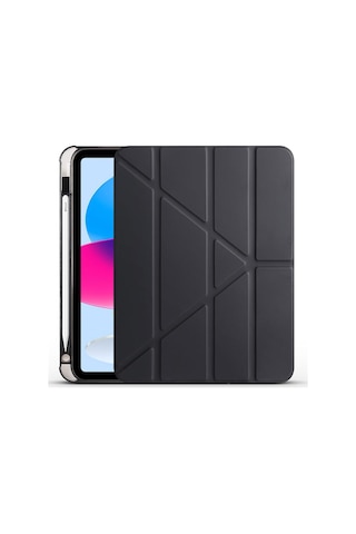 Apple Uyumlu iPad 11.nesil 11" Ve 10.nesil 10.9" , Trifold Standlı, Silikon Arka Korumalı Kılıf. Kapaklı Kılıf