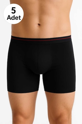 Sedef Yıldızı Siyah Likralı Erkek Boxer 5 Adet Siyah