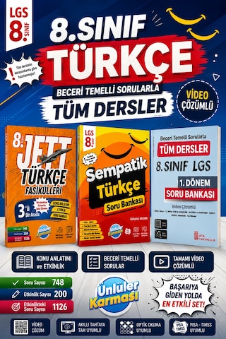 8.sınıf Jett Türkçe Fasikülleri-sempatik Türkçe Soru Bankası -1.dönem Tüm Dersler Soru Bankası