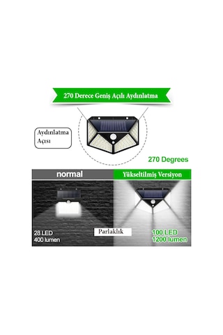 Solar Bahçe Aydınlatma 100 Ledli Fotoselli Güneş Enerjili Lamba (547253809) Diğer