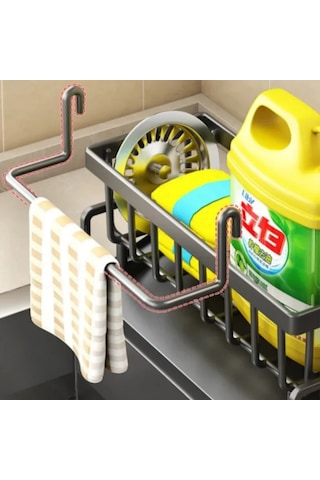 Çok Fonksiyonlu Sünger Raf Süzgeç Mutfak Rafı Lavabo Bez Bulaşık Beyaz