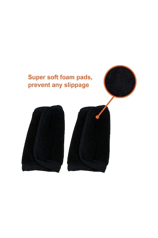 Yaozixa Küçük Boy 12.5x6.5cm Siyah Kumaşlı Yumuşak Kolluk Koruması - Bebek Arabası, Araba Güvenlik Kemeri Koruyucu Örtü 2 Adet