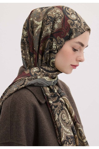 Freshscarfs Etnic Paisley Desen Şal Tozlu Kahve