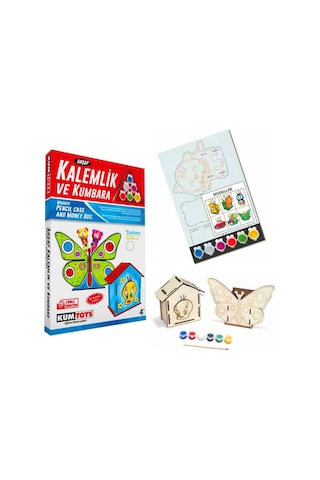 Ahşap Kalemlik Ve Kumbara Boyama Seti 4 Yaş+