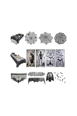 Pazly Örümcek Ağı Şömine Örtüsü: Korkutucu Cadılar Bayramı Dekorasyonu - 46x244 Cm Şömine Eşarbı