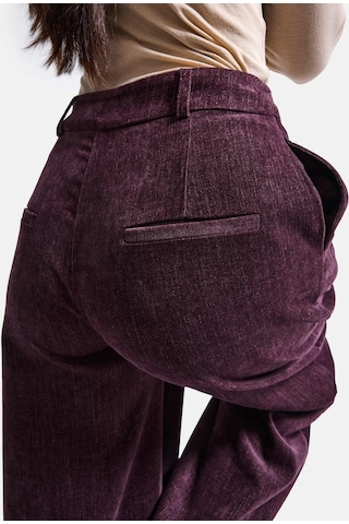 Kadın Bordo W6-52 Straight Crop Pürüzsüz Velvet Kadife Kumaş Pantolon