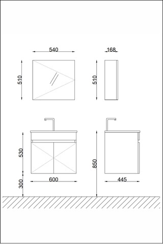 Star Banyo Dolabı Seti 60 Cm Atlantik Çam&parlak Beyaz Aynalı Atlantik Çam - Beyaz