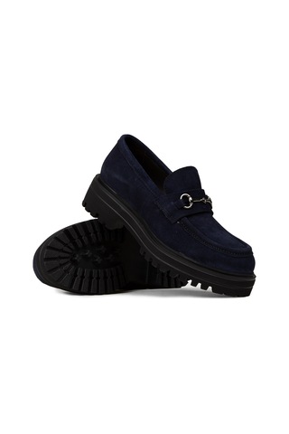 Deery Kadın Hakiki Süet Lacivert Toka Detaylı Loafer - 02024zlcve01 Lacivert