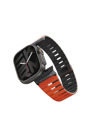Watch Ultra 49mm Skinarma Gemini Serisi Tpu Magnetik Silikon Kordon Turuncu-siyah Turuncu - Siyah
