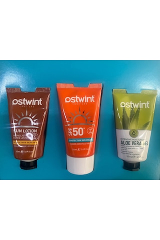 Ostwint Bronzlaştırıcı Güneş Losyonu 50 ML + Güneş Koruyucu Krem 50 ML + Aloe Vera Gel 50 ML