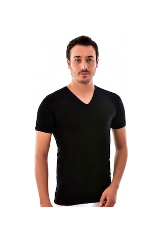 3'Lü Tutku 0107 Ribana V Yaka Erkek Fanila Siyah Abani Classic Siyah