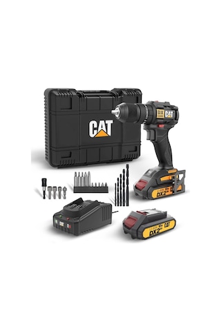 Cat Dx1010.1 18volt 2.0ah Li-ion Çift Akülü Kömürsüz Profesyonel Şarjlı Darbeli Matkap + 20 Parça De