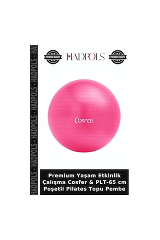 Premium Yaşam Etkinlik Çalışma Cosfer & Plt-65 Cm Poşetli Pilates Topu Pembe