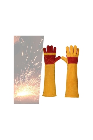 Trendooze Homyl Hayvan Eldivenleri, 60cm, Kırmızı Pu Deri, Eğitim Eldiveni