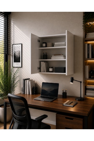 3 Raflı Çok Amaçlı Kitaplık Mat Beyaz Mdf Lam 69x55x25 Cm Yavaşlatıcılı Kapaklı