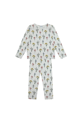 Antebies Organik Bej Uzun Kollu Kız Çocuk Pijama Takımı Renkli