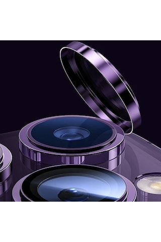 Apple Uyumlu   iPhone 14 Pro Go Des CL-10 Kamera Lens Koruyucu Derin Mor