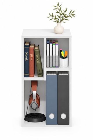 Orıs Beyaz Mini Kitaplık, Koltuk Yanı Sehpa Ve Çok Amaçlı Raf Düzenleyici