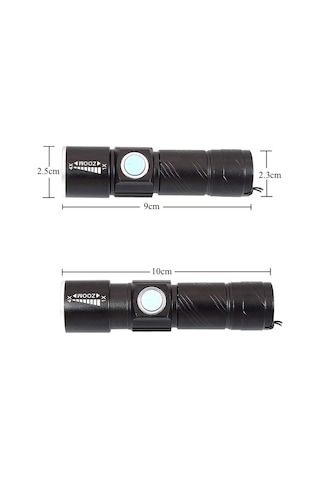 MSO Ultraviyole USB Şarjlı 365nm & 395nm Değerli Taş & Epoksi Led Fener Siyah