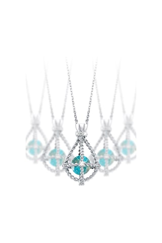 Pırlanta Safir Taşlı Altın Kolye 14 Ayar