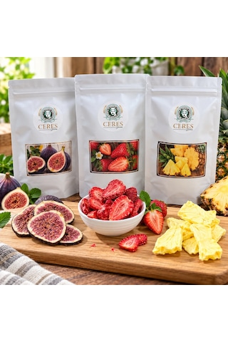 Dondurularak Kurutulmuş Çilek, İncir, Ananas 60 G