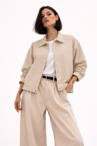 Kadın Oversize Basic Gabardin Mevsimlik Polo Yaka Ceket-385 Taş