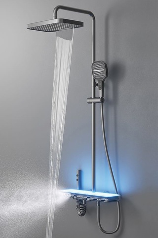 Akıllı Led Duş Seti Sistemi Isıya Göre Renk Değiştiren Ambiyans Aydınlatmalı Piayno Seti Krom
