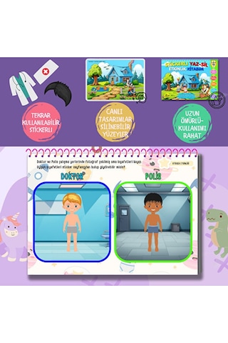 Tekrar Kullanılabilir Stickerlı Yaz-sil Etkinlik Kitabım 1. Kitap