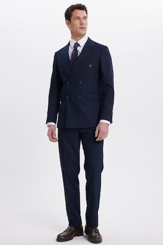 Tudors Erkek Slim Fit Sivri Yaka Çizgili Kapaklı Cepli Lacivert Takım Elbise-41960 Lacivert