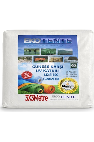 3x3 Metre Beyaz Pvc Branda Su Geçirmez Gölgelik Çadır Tente Dayanıklı Bahçe Balkon Kamp Örtüsü