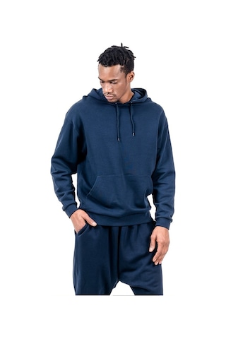 Jahr Marc Lacivert Önü Cepli Kapüşonlu Oversize Erkek Sweatshirt Lacivert