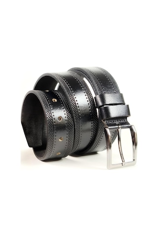 Mergenshoes Siyah Hakiki Deri Erkek Kumaş Pantolon Kemeri K03 001