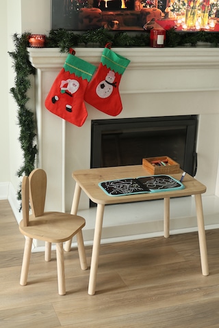 The Kids 1 Masa + 1 Sandalye (Çocuklar için Yaz-Sil Montessori Aktivite ve Etkinlik Masa Sandalye Takımı