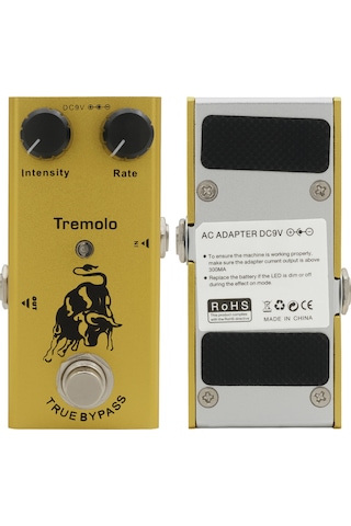 Yaozixa Tremolo Tipi Sarı Gitar Efekti - Irın Ef-09 Klasik Titreşim Fonksiyonu Metal Kutu