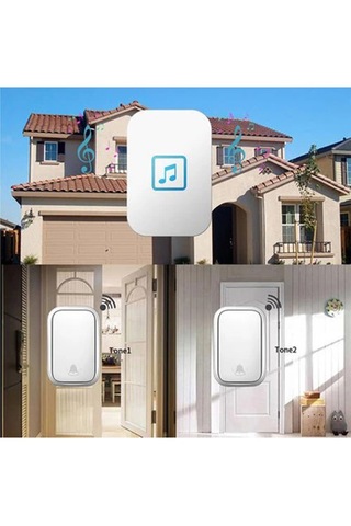 Monozone Kapı Zili 1buton 1alıcı Su Geçirmez Beyaz Kablosuz