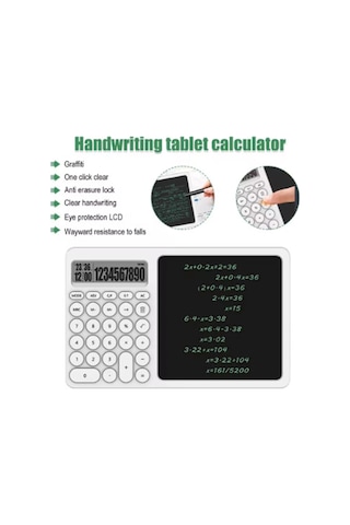 Çok Amaçlı Digital Hesap Makinesi Lcd Ekran Yazma Tableti Ofis Okul İçin Silinebilir El Yazısı Not D Beyaz