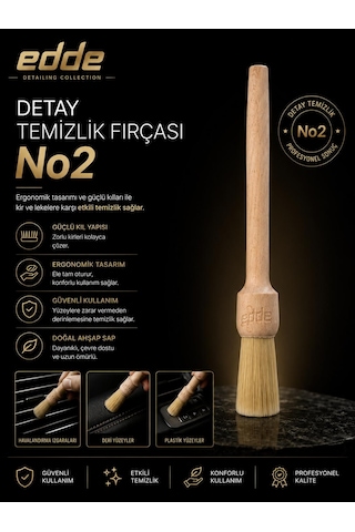 Edde Araba Araç Oto Yıkama At Kılı Detay Fırçası Detailing Fırçası Detaylı Temizlik Fırçası No:2 1