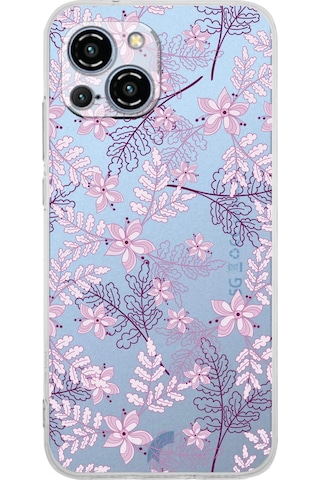 Reeder S23 Pro Max Uyumlu Kamera Korumalı Floral Pudra Tasarımlı Şeffaf Silikon Kılıf