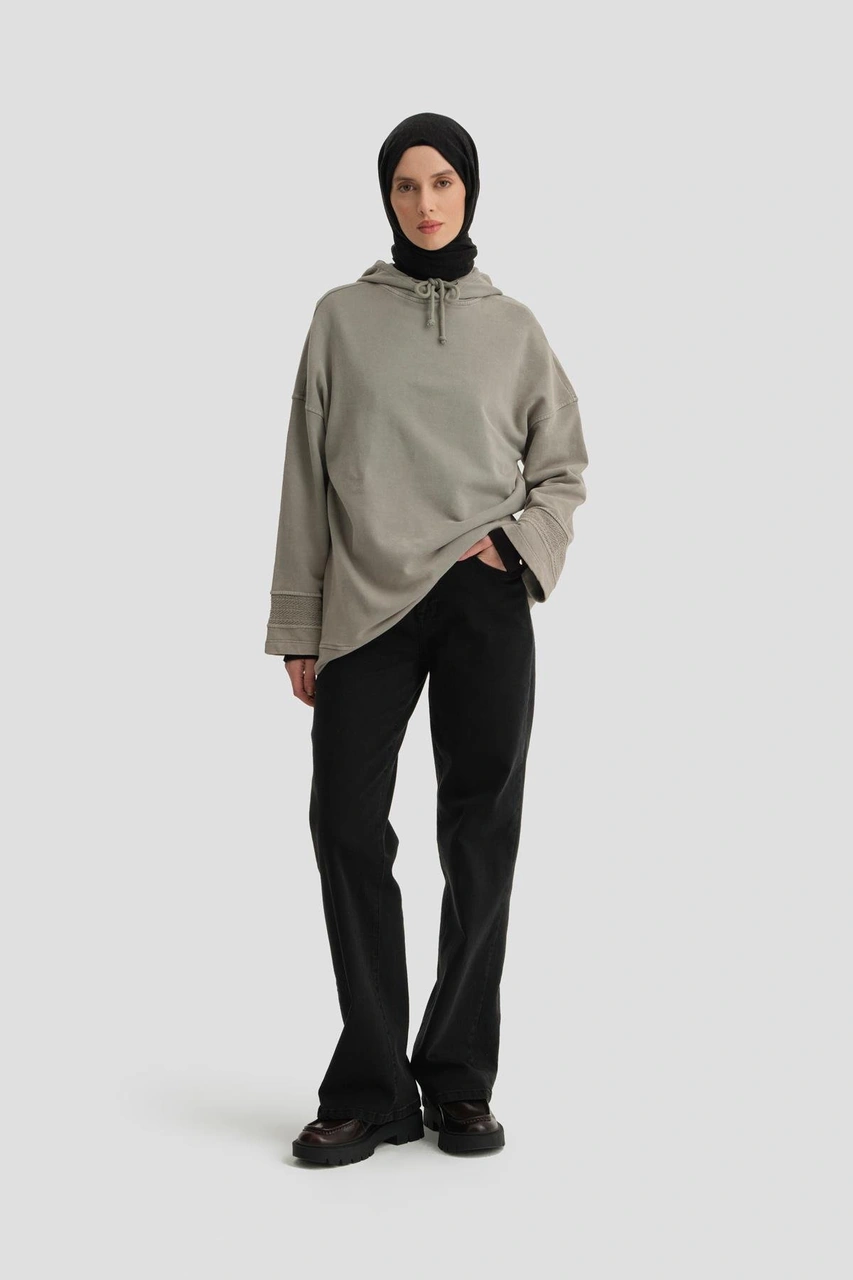 Armine Yıkama Efektli Sweat 24kd6804 Vizon Vizon