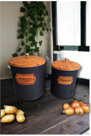 Desenli Metal 2 Li Patates Soğan Sepeti 001