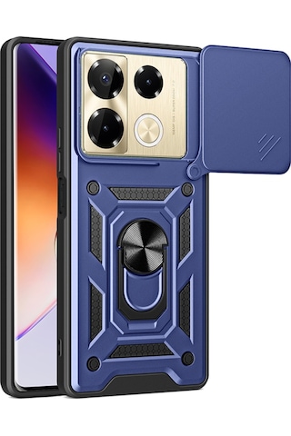 Nihcase İnfinix Note 40 Pro Kılıf Magnetik Standlı Kamera Korumalı Slide Sürgülü Cover Kapak