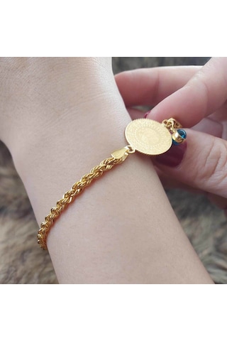 Altınbeyi Çeyrek Altınlı Halat Zincirli Bileklik Sarı Altın