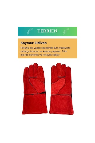 Premium Serisi Yanmaz Isıya Dayanıklı Eldiven Kaynak Yangın İçin Su Geçirmez Çok Amaçlı Deri Eldiven