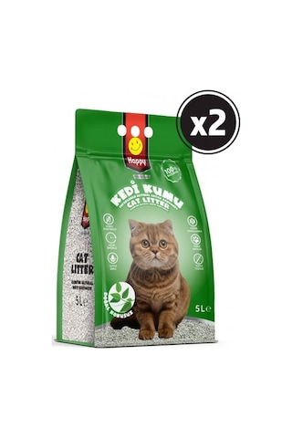 Happy Topaklanan Bentonit Natural Kedi Kumu 2 x 5 L