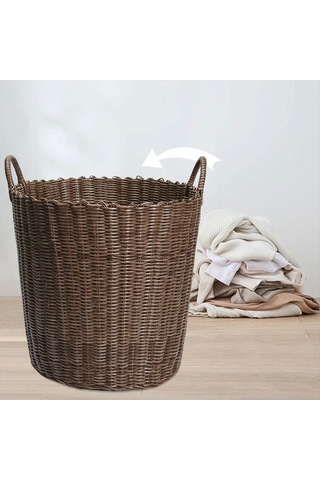Pazly Suntek El Dokuması Taşınabilir Çamaşır Sepeti - Kahverengi Kahverengi