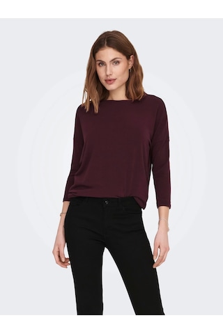 Only 15157920 Genis Yaka Dirsek Kol Kadın Body - Bordo Bordo