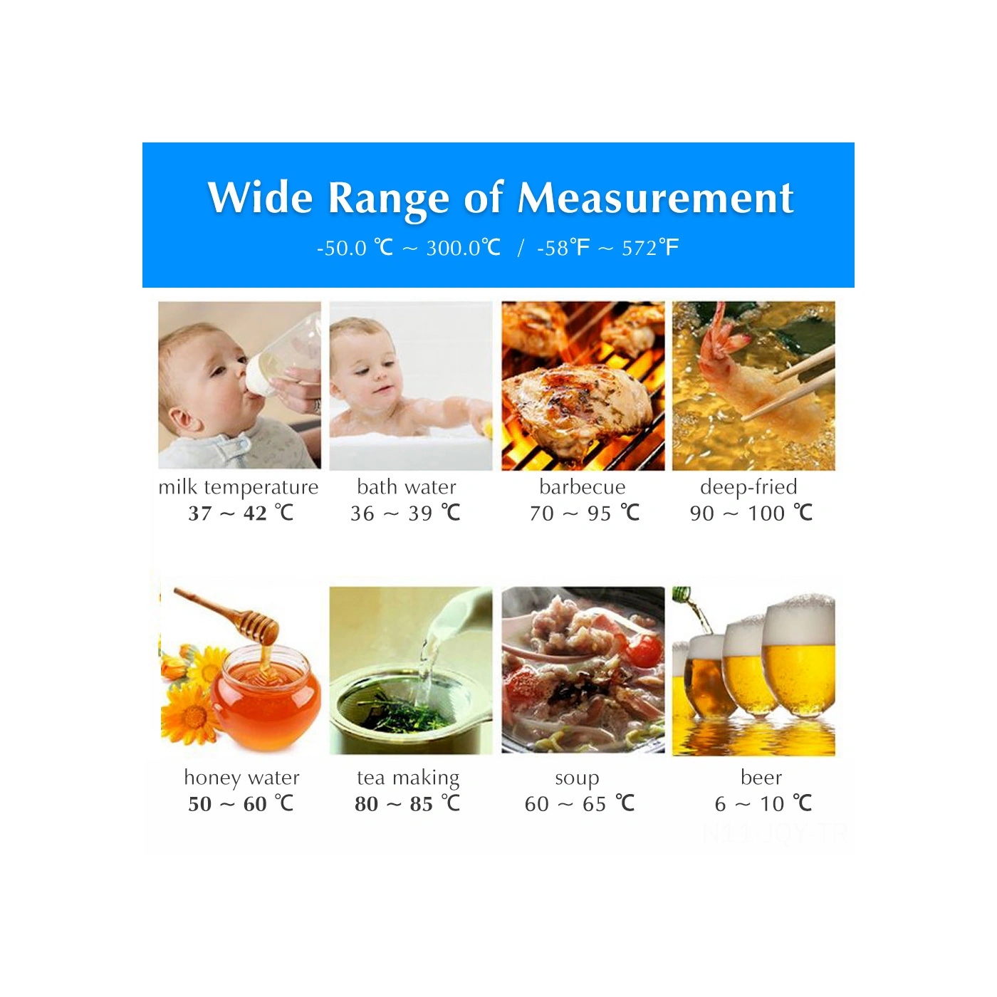 Youmex Katlanabilir Gıda Termometresi - Hızlı Ölçüm, Led Ekran, 304 Paslanmaz Çelik Sondaj, -50 C/+300 C Aralığı